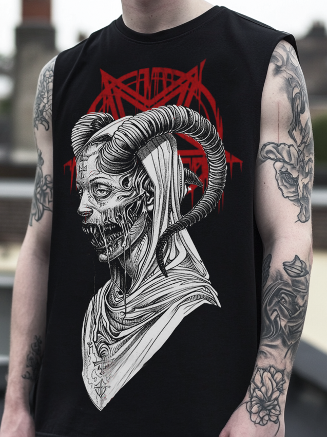 Art Satanic Devil Nun Casual Vest