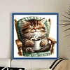 Cat Drinking Coffee-11CT Stamped Cross Stitch 40*40cm/15.75*15.75in
