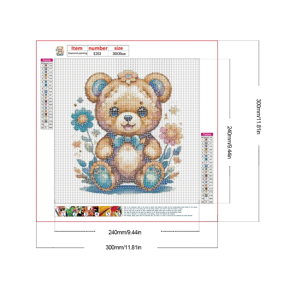 Full Round Diamond Painting 30*30cm - Bear