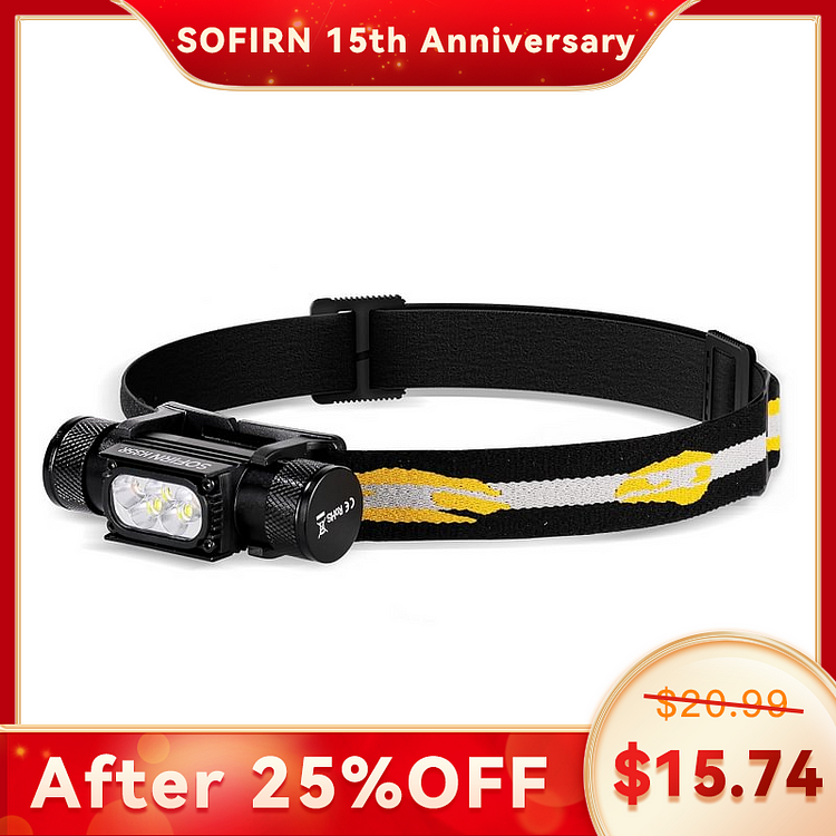 SOFIRN H35R LED Headlamp Rechargeable, 1500 Lumens White Light & Lightweight Head Light with 660nm Deep Red Light