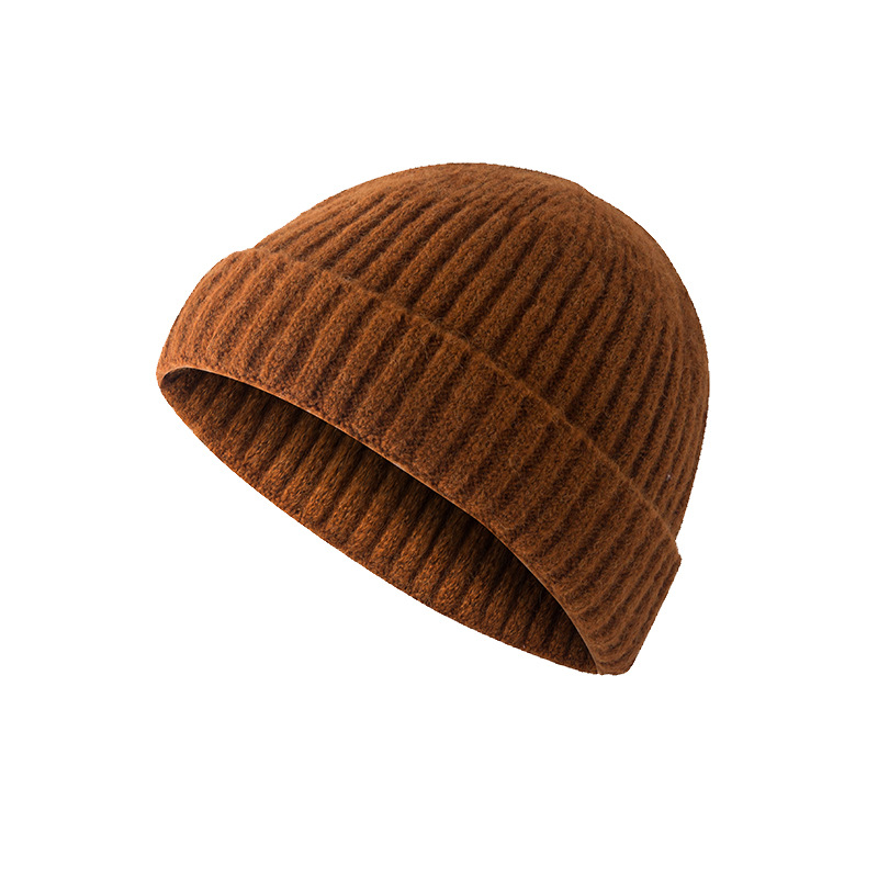 Men's & Women's Warm Plain Knitted Melon Leather Hat