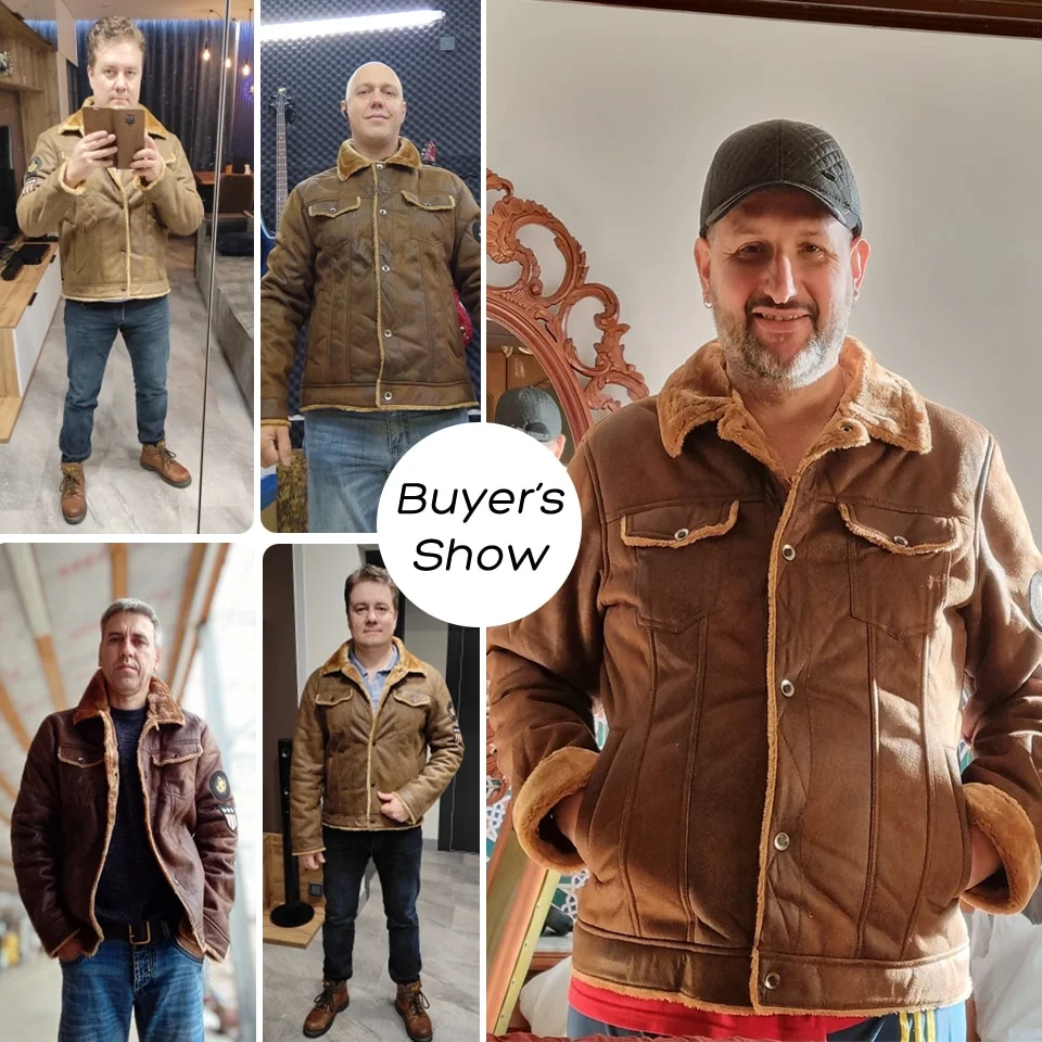 Men 2022 Thick Warm Fleece Leather Jacket