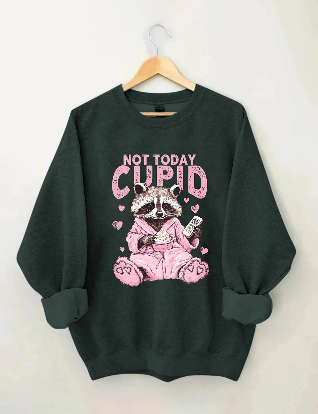 Not Today Cupid Snarky Raccoon Valentine's Day Sweatshirt