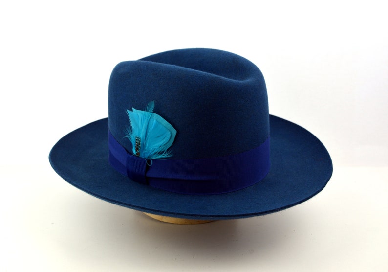 Fedora | | Indigo Blue Wide Brim Hat Men 
