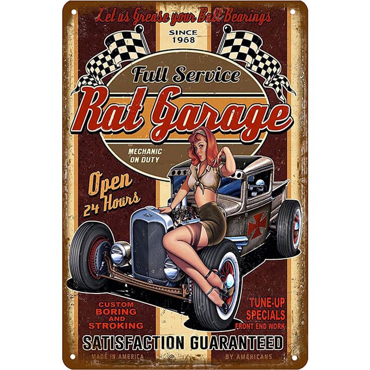 Hot Rod - Vintage Tin Signs/Wooden Signs - 7.9x11.8in & 11.8x15.7in