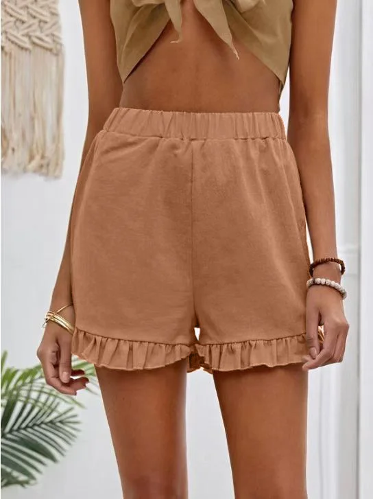 Nigikala Nigikala New Women's Shorts Burst Casual High-Waisted Cotton Straight Trousers