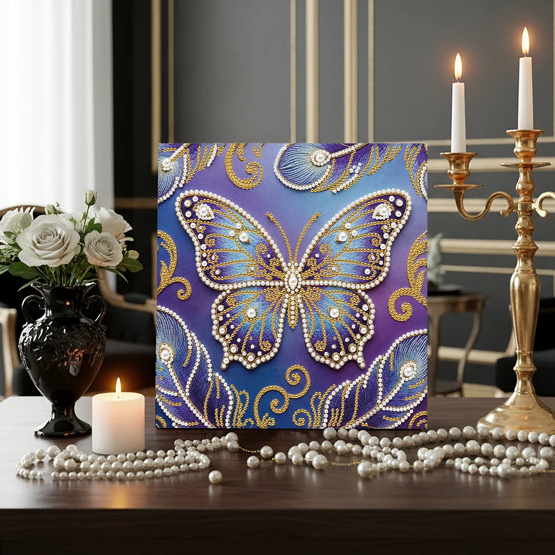 Butterfly - DIY Pearl Diamond Art Kit With Frame 25*25cm
