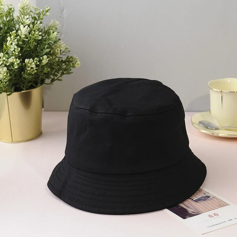 Black White Solid Bucket Hat Unisex Caps Hip Hop Gorros Men Women Summer Panama Cap Beach Sun Fishing Boonie Hat 2020