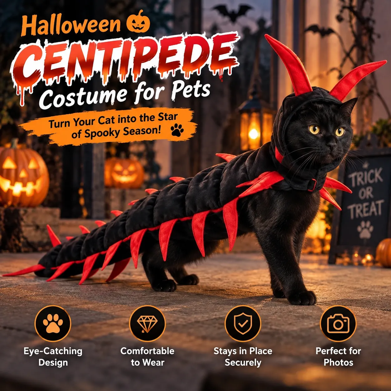 Eye catching Halloween centipede pet costume