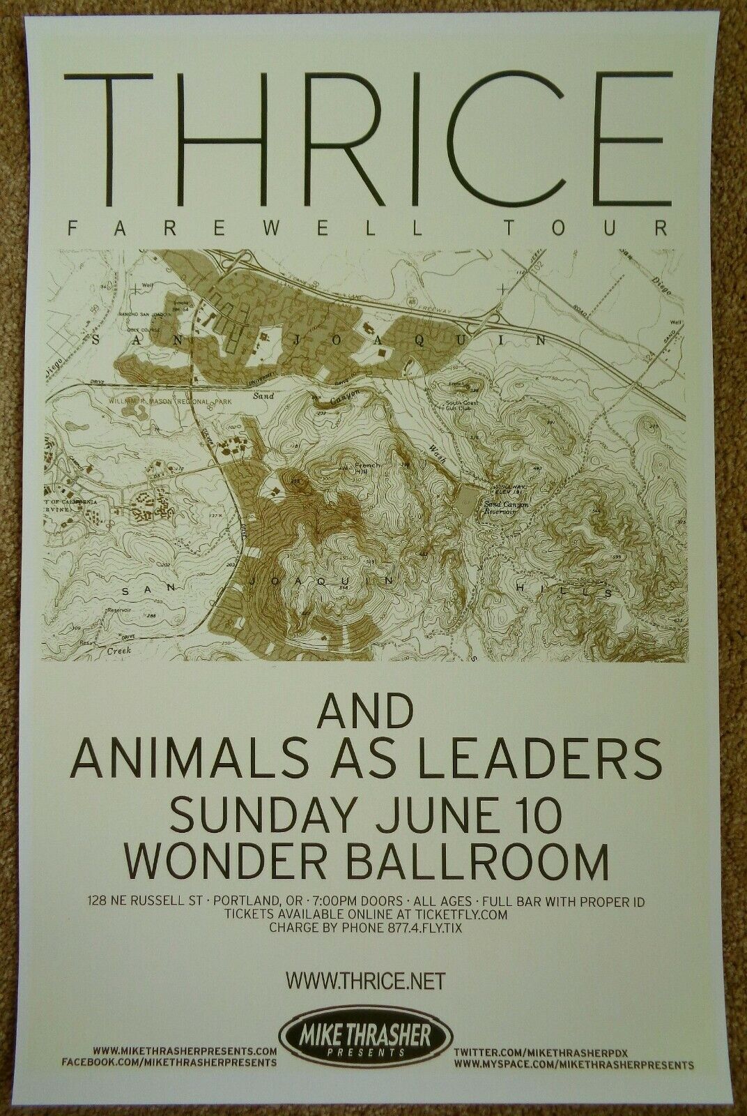 THRICE 2012 Gig POSTER Portland Oregon Concert