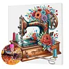 (Pre-Framed)Sewing Machine and Flowers-Special Shaped Diamond Painting(25x25cm)