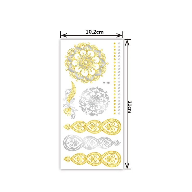Creative personality exquisite fashion waterproof sweat gold and silver tattoo stickers bronzing and silver tattoo stickers