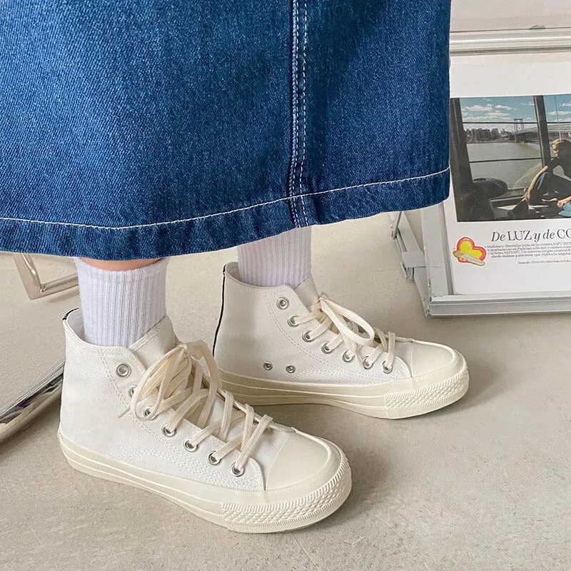 2022 New Women's Canvas Sneakers Fashion Summer Spring Autumn Shoes for Women Student Casual Shoes High Women's Sneakers A1-53