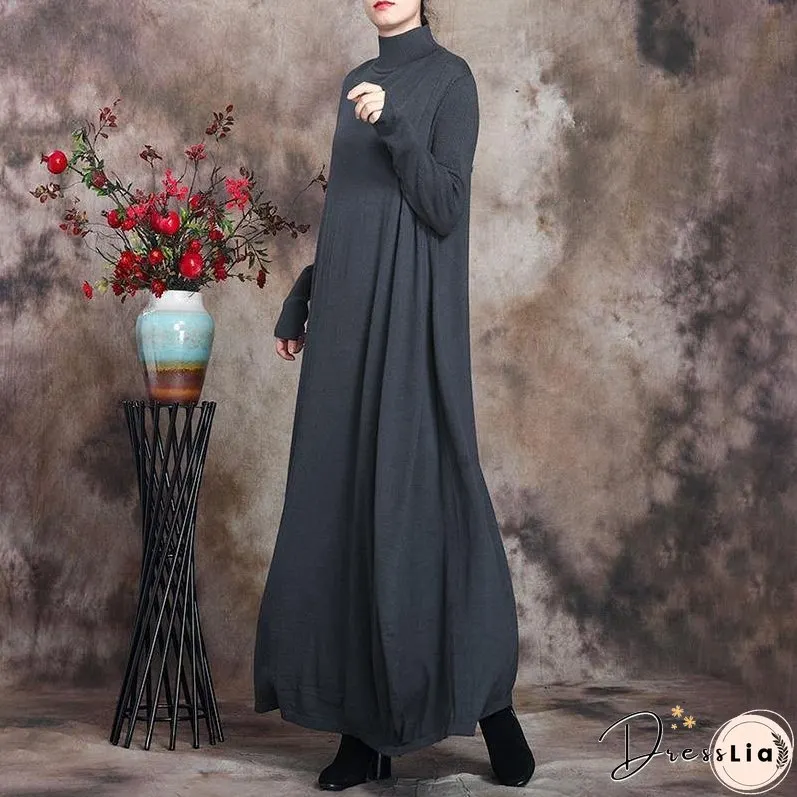 Solid Knitted High Neck Casual Dress ( Limited Stock)