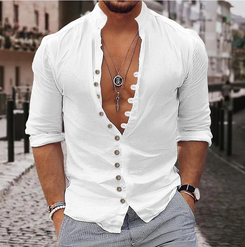 Cotton And Linen Casual Button Shirt