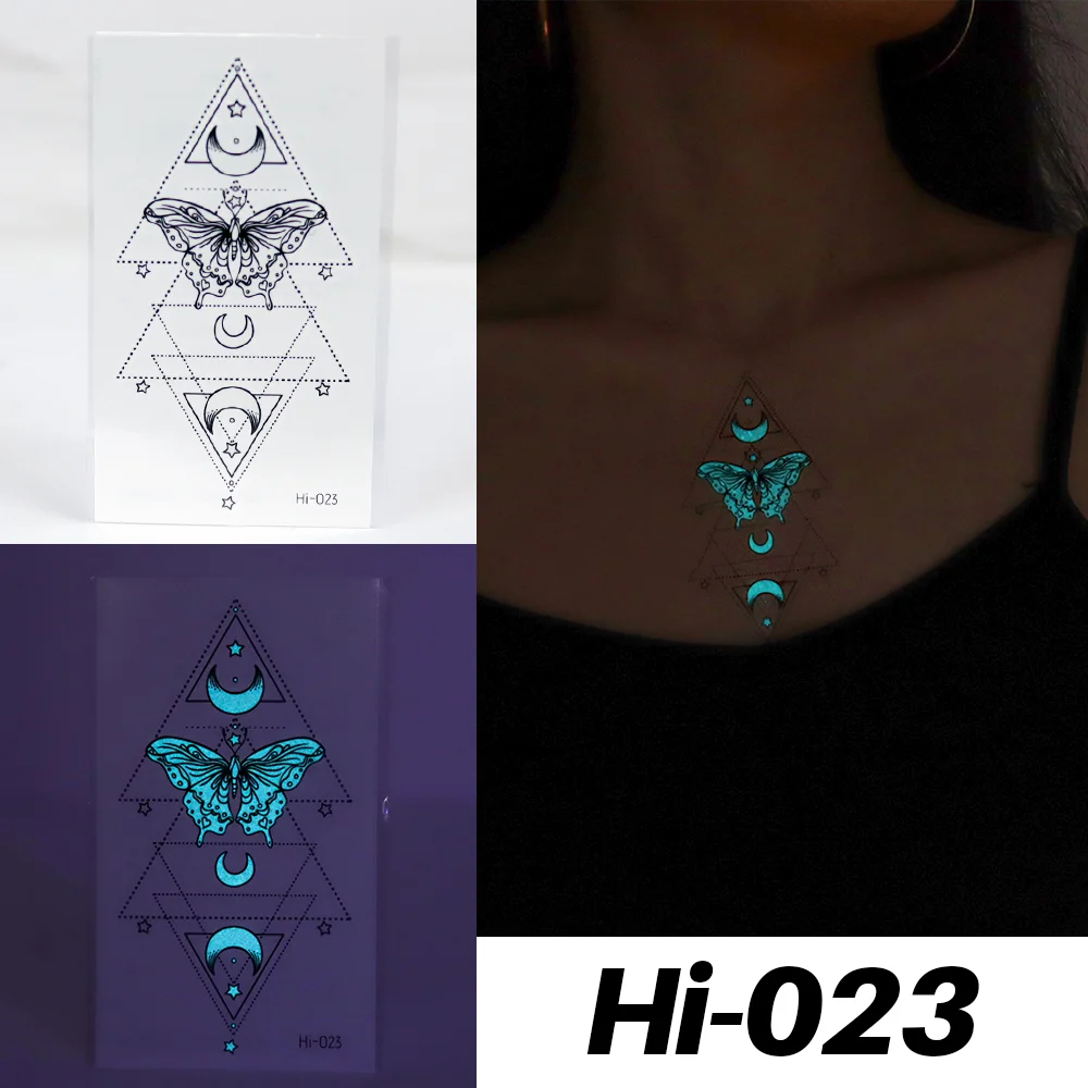 Sdrawing Luminous Glow Tattoo Sticker Snake Deer Glowing Halloween Waterproof Temporary Tatoo Wrist Fake Tatto Body Art Women Men