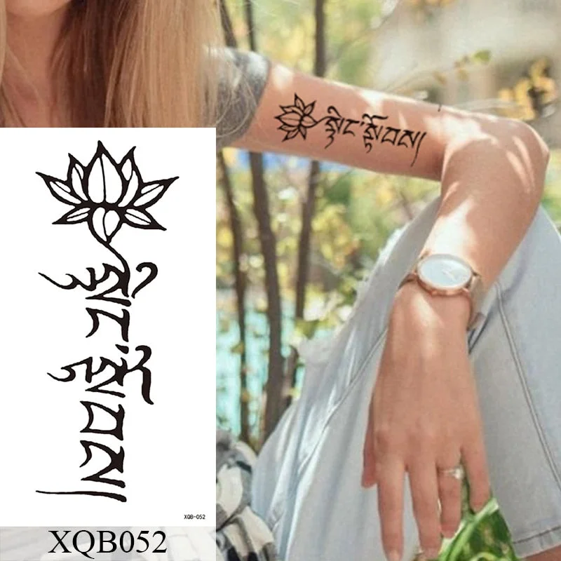 1Sheet Waterproof Temporary Tattoo Sticker Rose Owl Flash Tattoos Spider Skull Sanskrit Body Art Arm Fake Tatoo Women Men