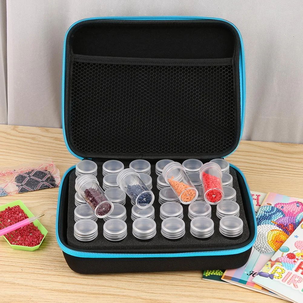 30 Bottles Diamond Painting Charms Box Embroidery Tool Storage Bag (Blue)