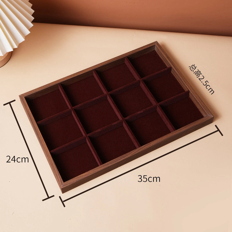 1 Piece Walnut Retro Solid Color Jewelry Display