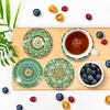 6pcs DIY Anti Slip Green Mandala Coasters Stackable Creative for Tabletop Protection