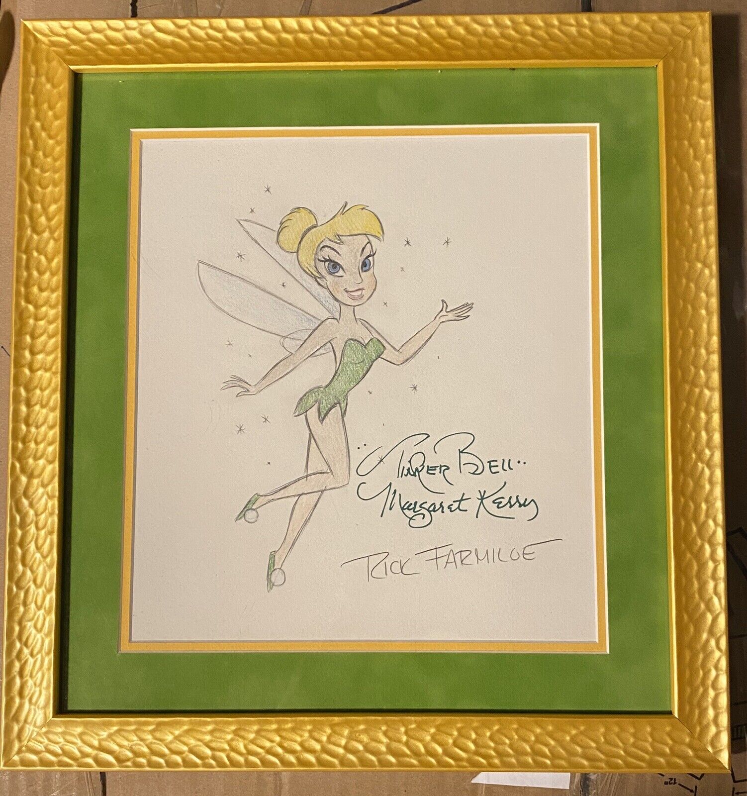 Margaret Kerry Tinker Bell Signed Autographed Framed Orig Drawing Rick Farmiloe