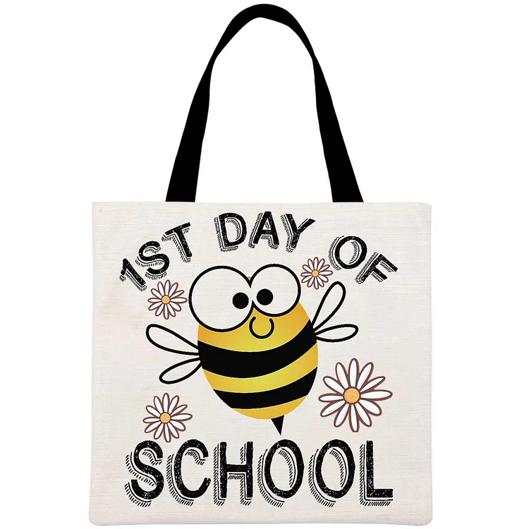 1st Day Of School Printed Linen Bag