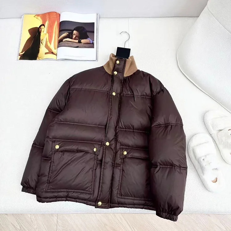 Autumn Winter Fashion Long Sleeve Solid Stand Collar Jacket 