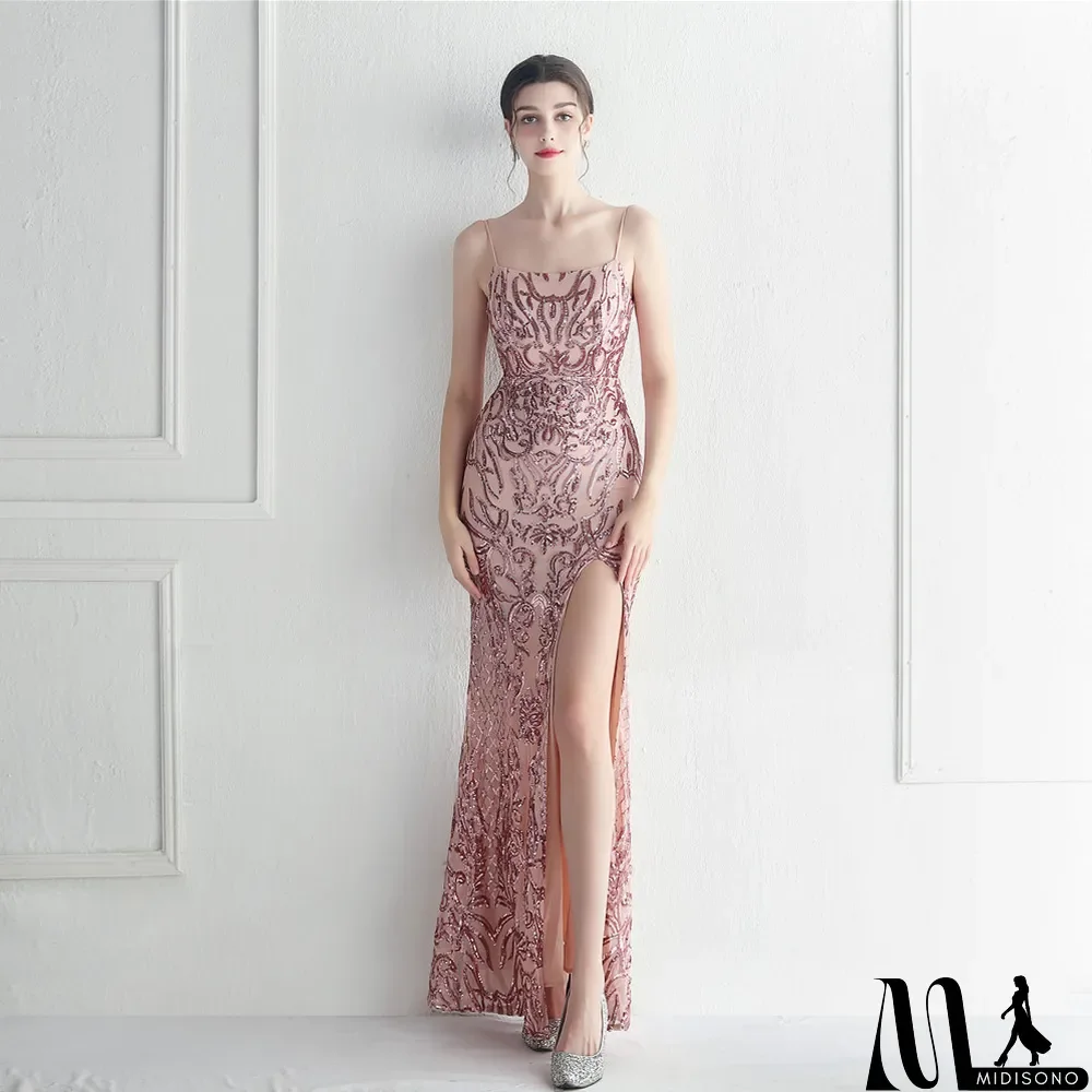 MidiSono - sequins plus Plus Size Formal Party Evening Dress