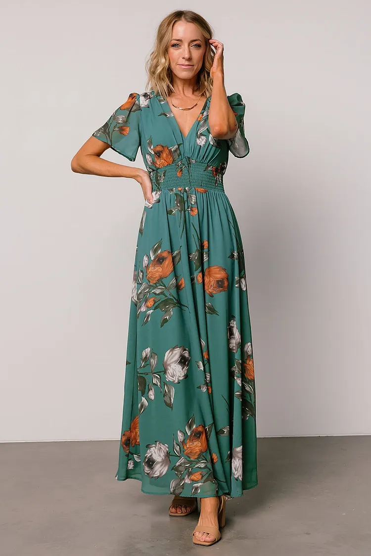 Floral Maxi Dress - Eucalyptus Floral