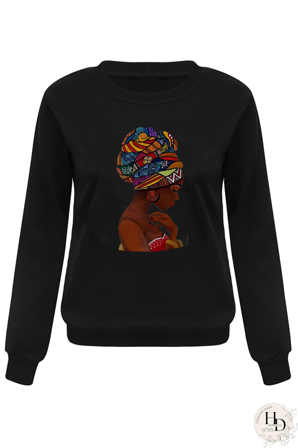 Black Fashion Casual Print Split Joint O Neck Tops