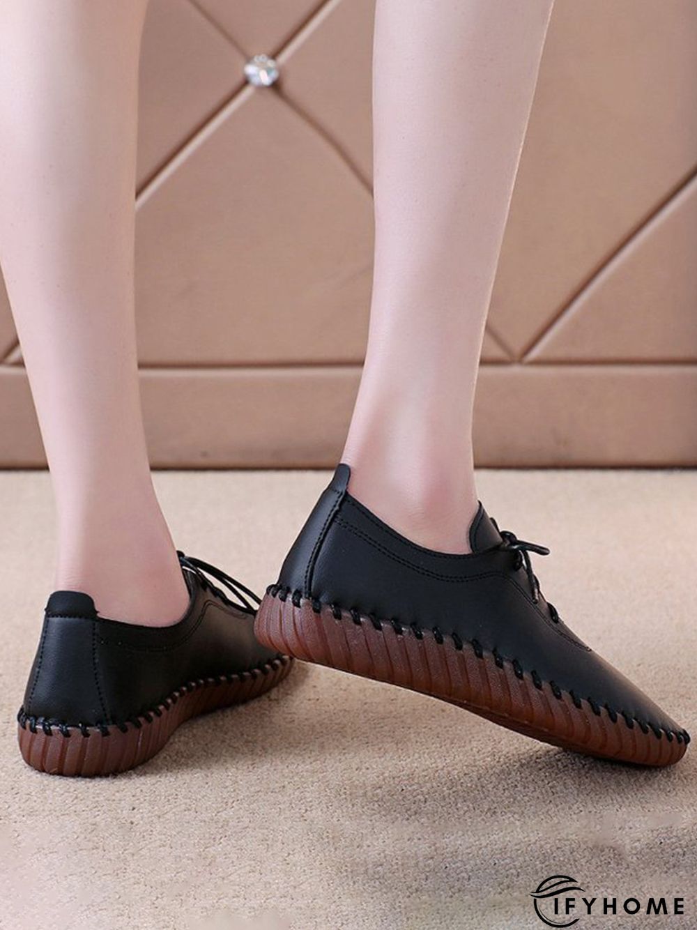 Casual Plain Lace-Up Flat Shoes | IFYHOME