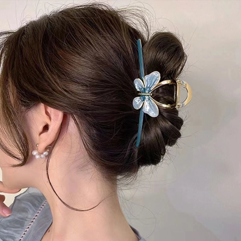 Metal Grab Clip Elegant Bow Hairpin Back Head Large Shark Clip French Pearl Clip Hair Accessories