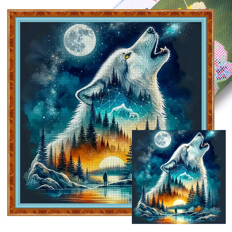 【Yishu Brand】Forest Wolf (45*45cm) 11CT Stamped Cross Stitch gbfke