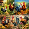 Fleurs et coq-plein diamant rond peinture-30 * 30cm