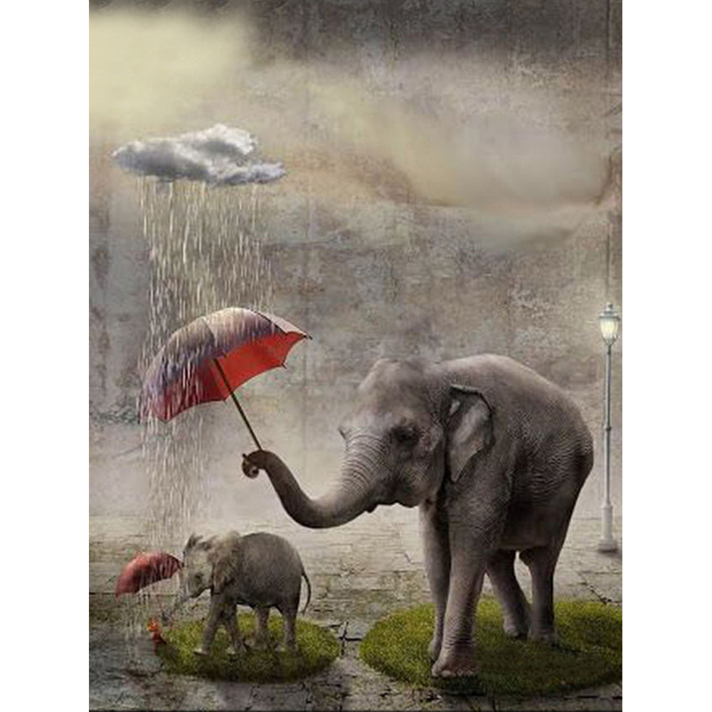 

30*40CM - Round Drill Diamond Painting - Elephant, 501 Original