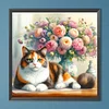 Katzenvase komplette DIY-5D-Runden-Bohrer Diamant-Mal-Kits Startseite Wandkunst 30x30cm
