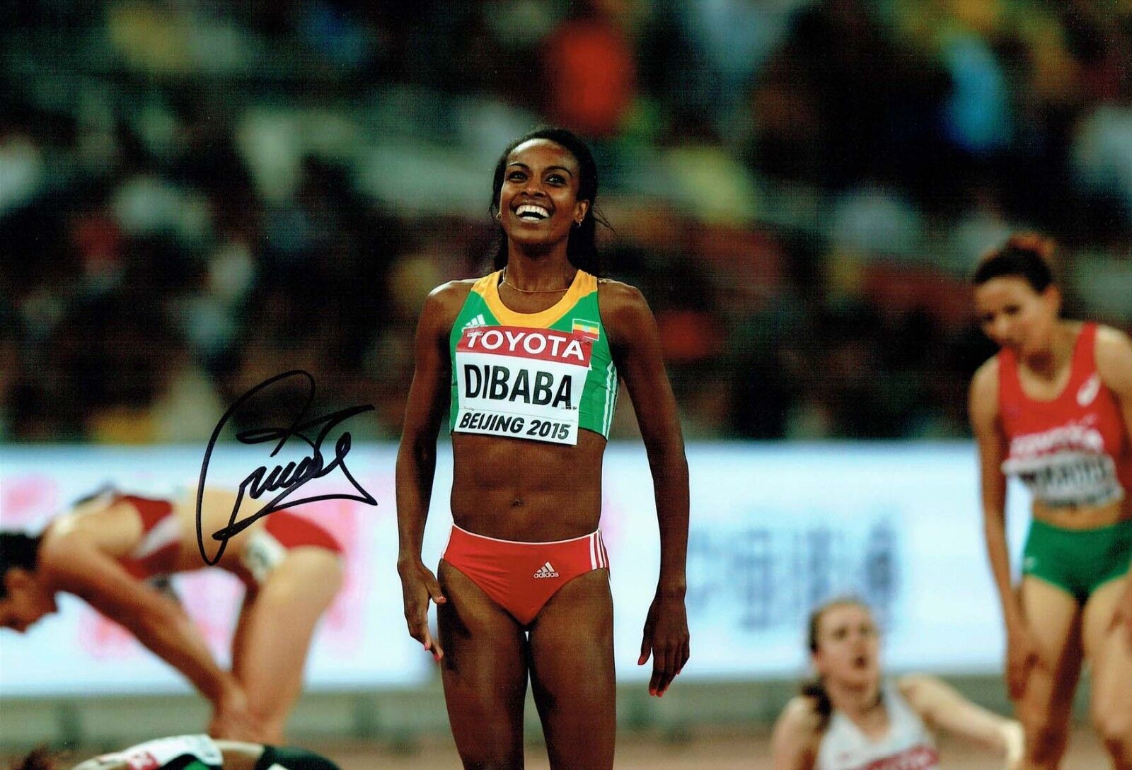 Genzebe DIBABA Autograph 12x8 Signed Photo Poster painting AFTAL COA Gold Medal Winner Olympics