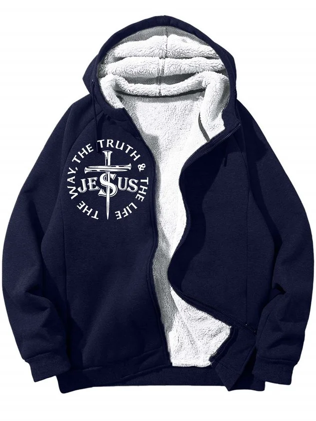 Men’s The Way The Truth The Life Jesus Text Letters Casual Loose Sweatshirt socialshop