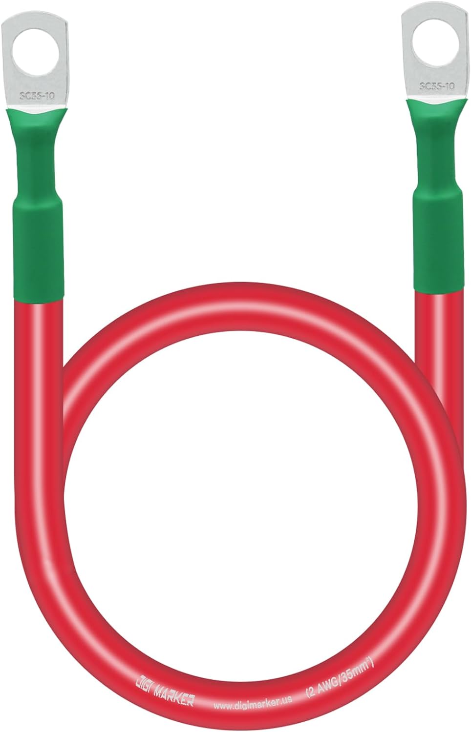 2 AWG Battery Cables , 24-Inch/36-inch/48-inch/72-inch 2ft/3ft/4ft/6ft Car Battery Inverter Cable Set with 3/8"  Lugs and Terminals-Copper Cables for Automotive, Marine, Solar, ATV