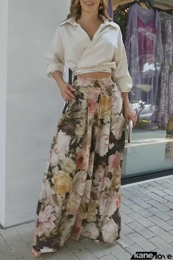 Amy's dream garden loose temperament wide leg pants