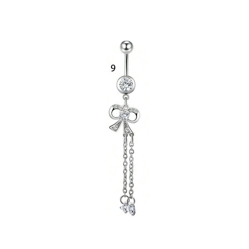 1 Piece Belly Rings Minimalist Classic Style Water Droplets 304 Stainless Steel Inlay Zircon Belly Rings