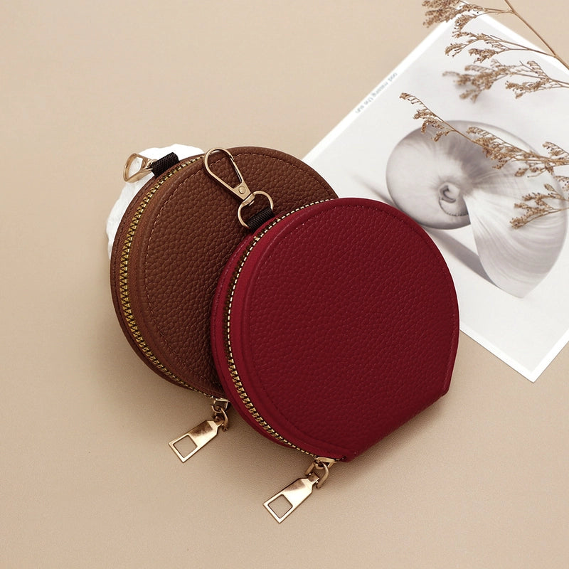 Women's Solid Color Pu Leather Side Zipper Coin Purses