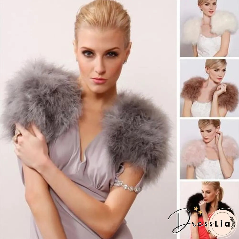 Wedding High Qualtity Real Ostrich Feather Fur Coat Shrug Jacket Colorful