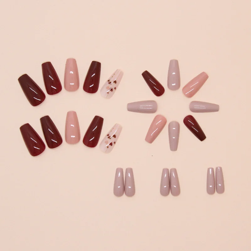Churchf Churchf Nails Solid Color Wear A Nail Fake Nail Love Removable Beauty Nail Piece Simple Nail Patch 24 Pieces
