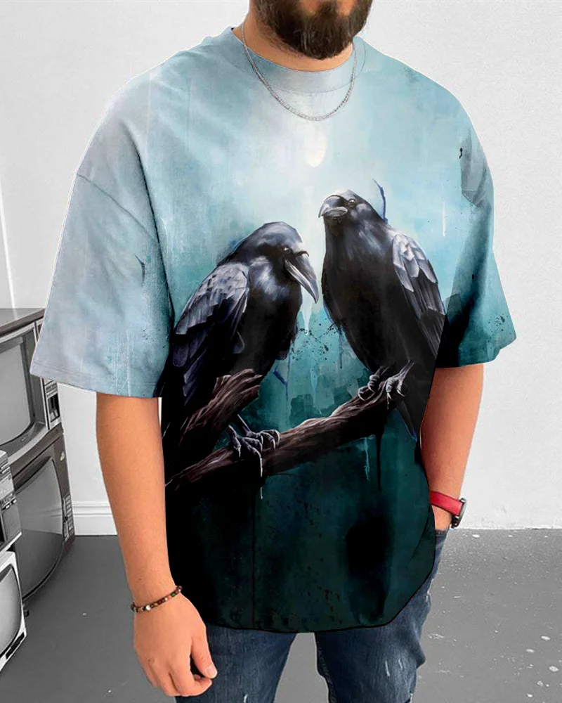 Suitmens Men's Halloween Crow Short Sleeve T-Shirt 054