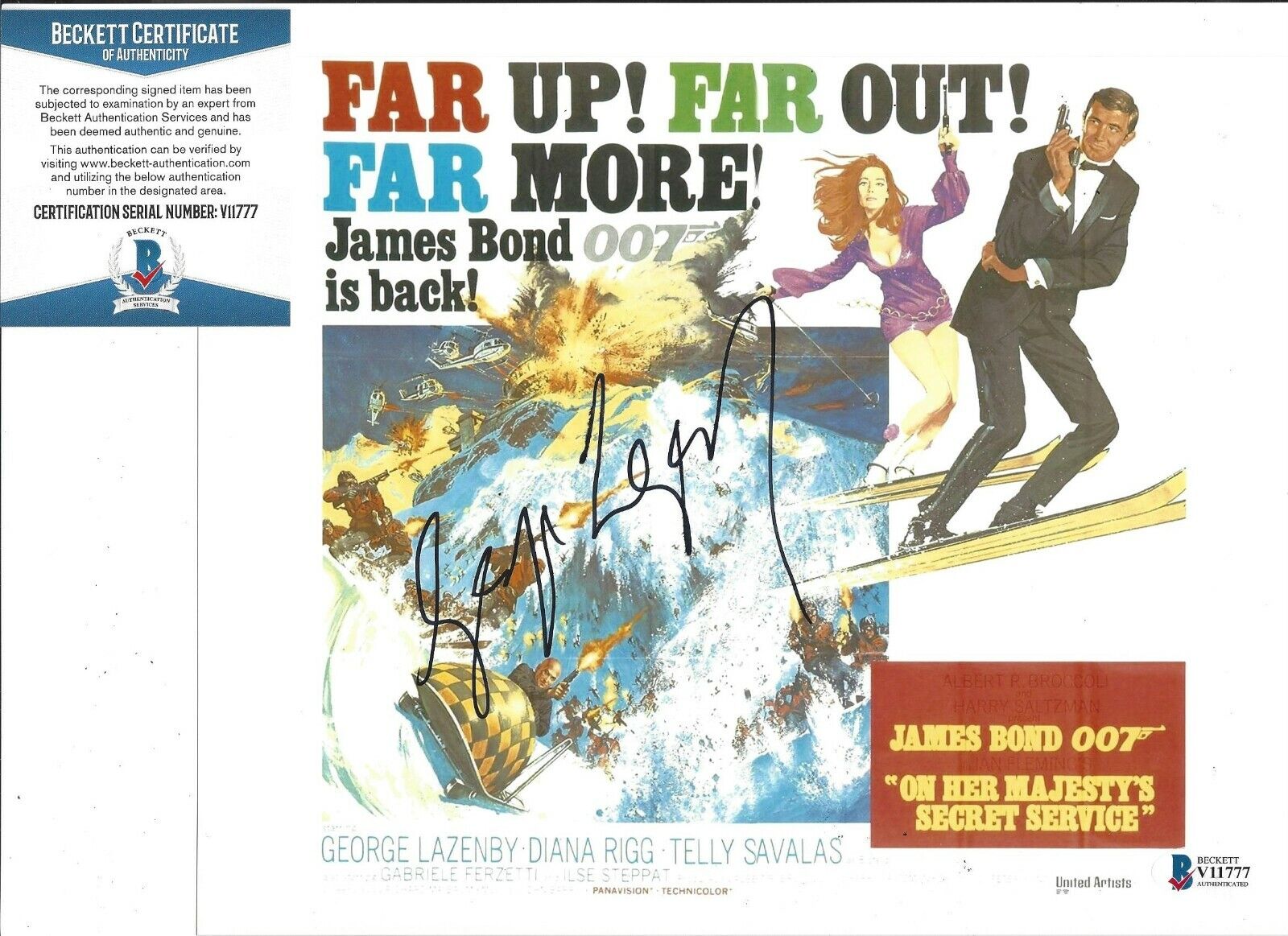 GEORGE LAZENBY SIGNED ON HER MAJESTY'S SECRET SERVICE 8x10 MOVIE Photo Poster painting BECKETT