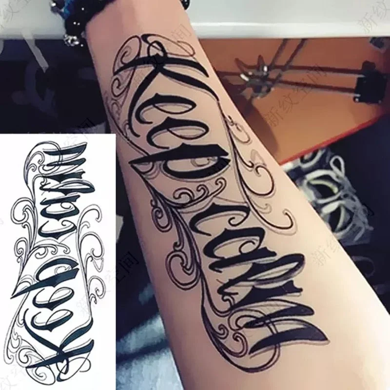 Waterproof Temporary Tattoo Sticker keep calm English Letters Words Tatto Stickers Flash Tatoo Fake Tattoos For Men Women