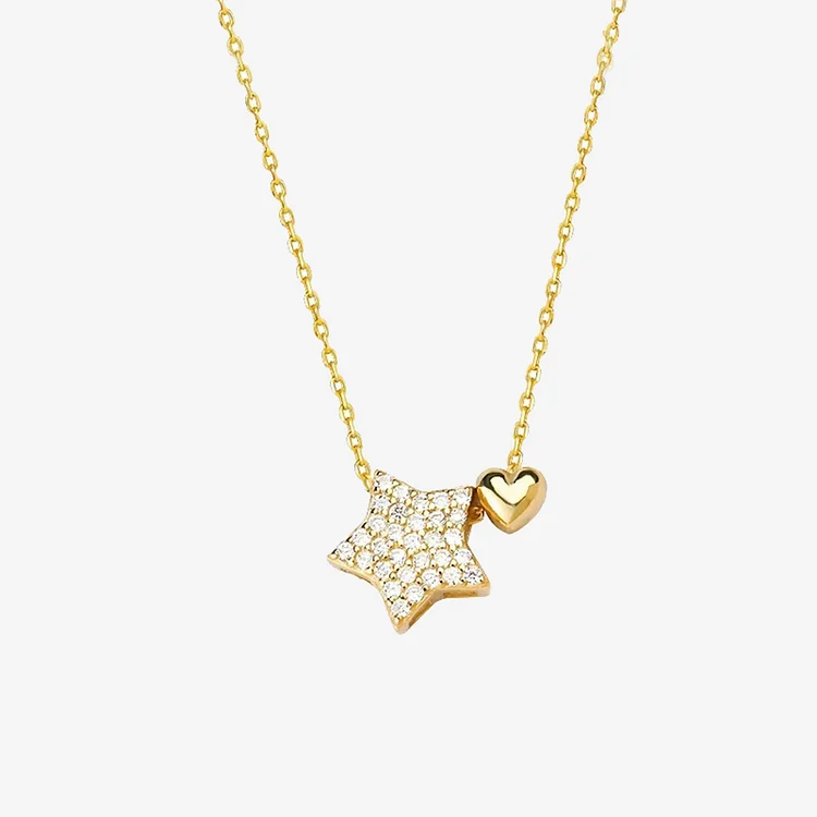 For Daughter - My Little Star Diamond Star Heart Necklace