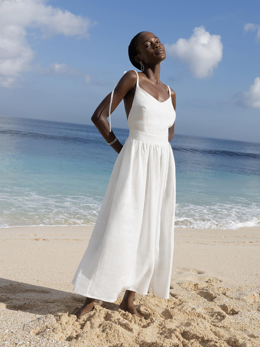 Ootddress Lace-Up Backless Elegant Long Dress Female High Waist Solid Fashion Halter Dresses Holiday Beach Slim Bandage Maxi Dress