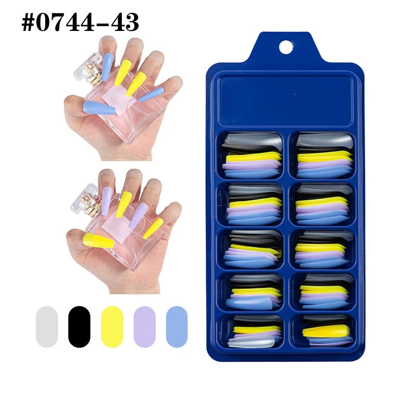 Lamemoria 100/500pcs/opp/box Fake Nails Coffin Nail Tips Press on Nails Natural Clear Long Ballerina DIY False Nail Full Cover-Nail Inspo